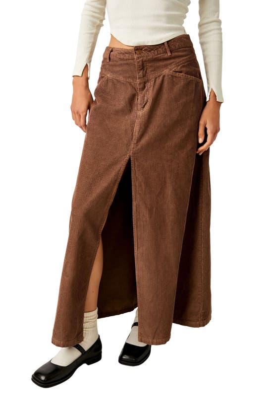 Shop Free People As You Are Corduroy Maxi Skirt In Chocolate