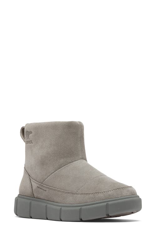 Sorel Explorer Iii Joan Waterproof Slip-on Boot In Quarry/sea Salt