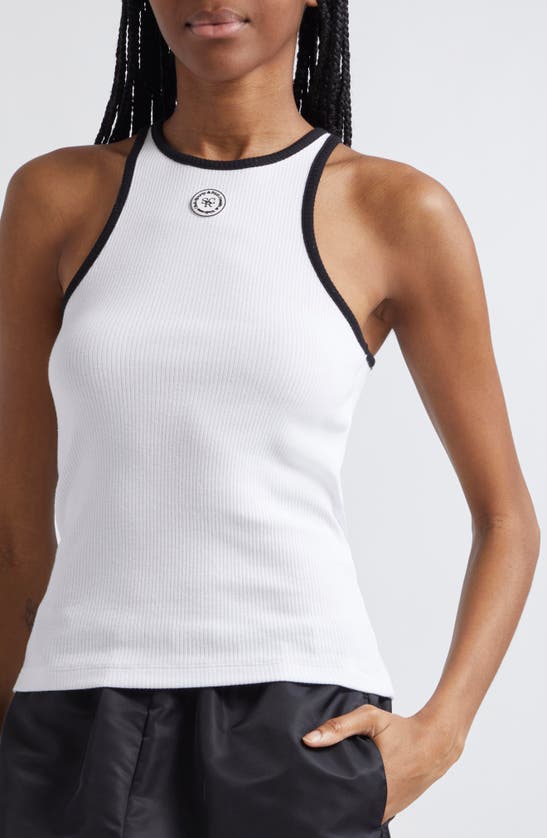 Shop Sporty And Rich Contrast Rib Tank Top In White