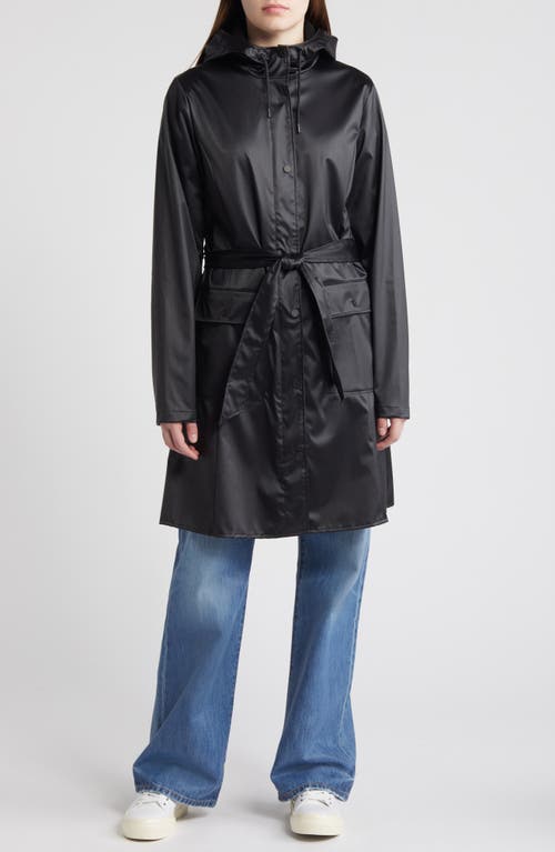 Shop Rains Curve Waterproof Belted Jacket In Black Grain