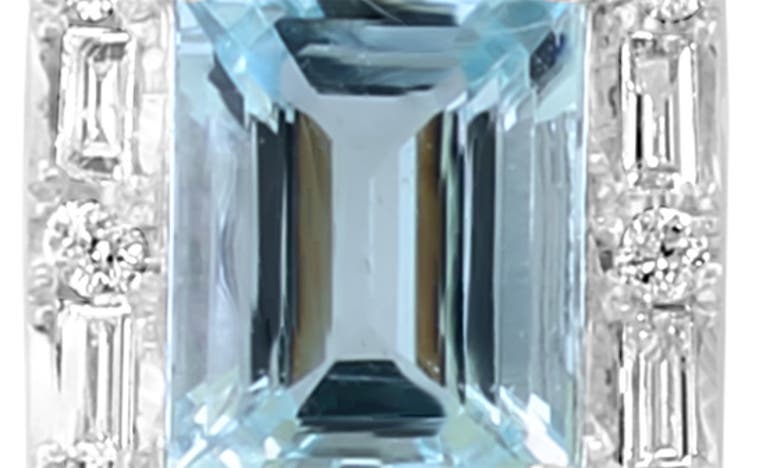 Shop Effy 14k White Gold Diamond & Aquamarine Stud Earrings In Blue