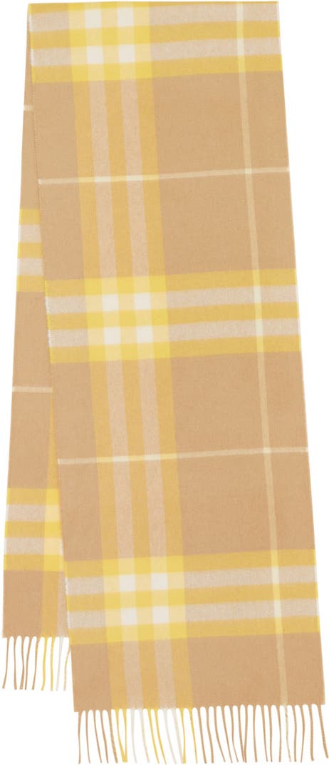 Burberry Giant Check Cashmere Fringe Scarf