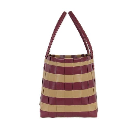 Handed By Paris Spirit Recycled Tote Bags In Wineberry Red/khaki