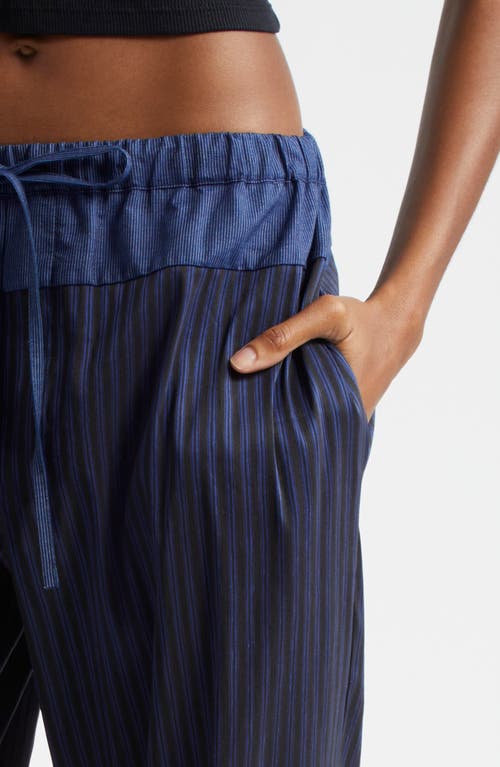 Paloma Wool Olga Stripe Linen Blend Drawstring Pants In Navy