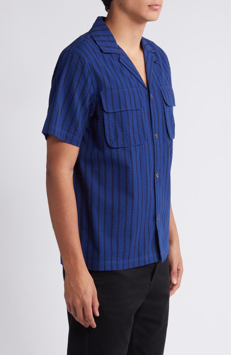 Les Deux Osmund Stripe Cotton Seersucker Camp Shirt, Alternate, color,