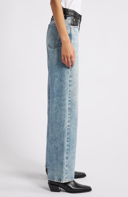 RAG & BONE RAG & BONE SHEA FAUX LEATHER TRIM HIGH WAIST WIDE LEG JEANS 