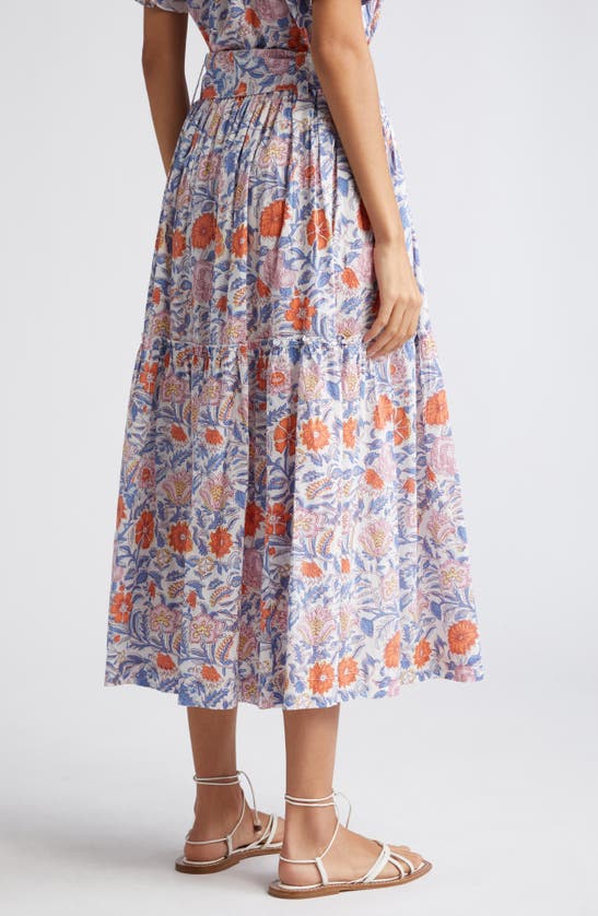 Shop Mille Franoise Floral Stripe Cotton Skirt In Newport Floral
