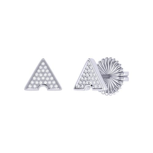 Luvmyjewelry Skyscraper Triangle Diamond Stud Earrings In Sterling Silver In Silver