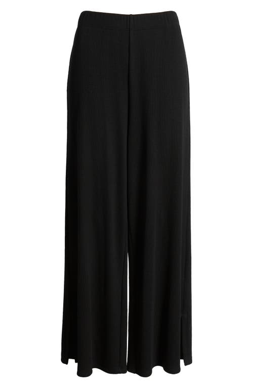 Shop Eileen Fisher Rib Wide Leg Ankle Pants In Black