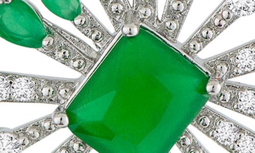 Shop Cz By Kenneth Jay Lane Pave Cz Starburst Stud Earrings In Emerald/silver