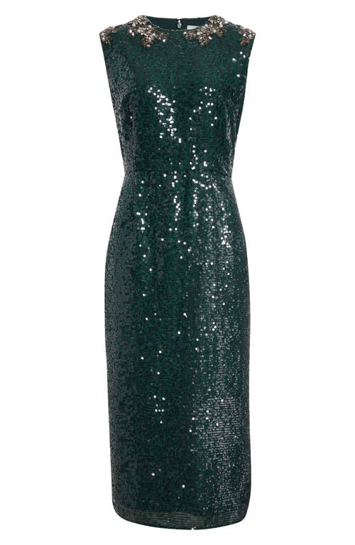 ERDEM ERDEM CRYSTAL EMBELLISHED CHIFFON & SEQUIN COCKTAIL DRESS 