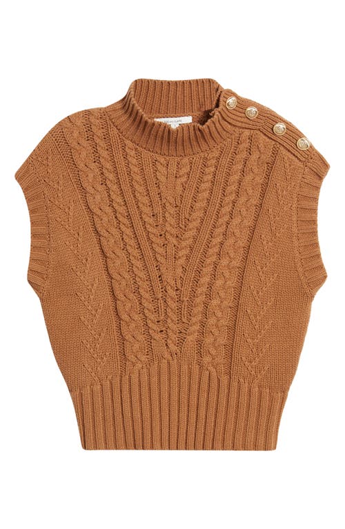 Shop Zoe And Claire Mock Neck Sweater Vest In Caramel