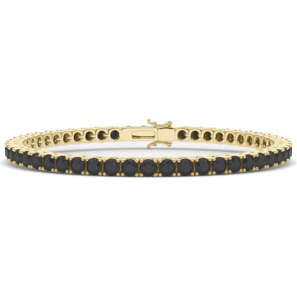 Hautecarat Lab Created Black Diamond Tennis Bracelet In Gold