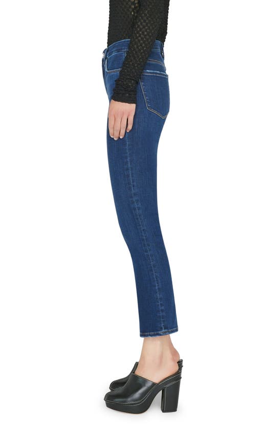 Frame Woman Le Crop Mini Boot Jeans In Dark Blue Denim In Majesty