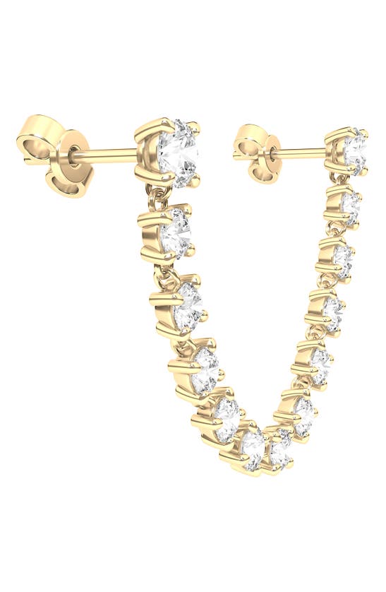 Hautecarat Lab-created Diamond Rope Chain Single Earring With Two Round Studs In 18k Yellow Gold