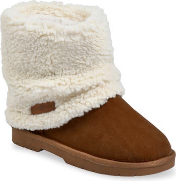 Berber Faux Shearling Cuff Faux Suede Ankle Boot
