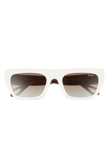 Shop Quay Australia Dollar Sign 55mm Polarized Square Sunglasses In White Tortoise Polar