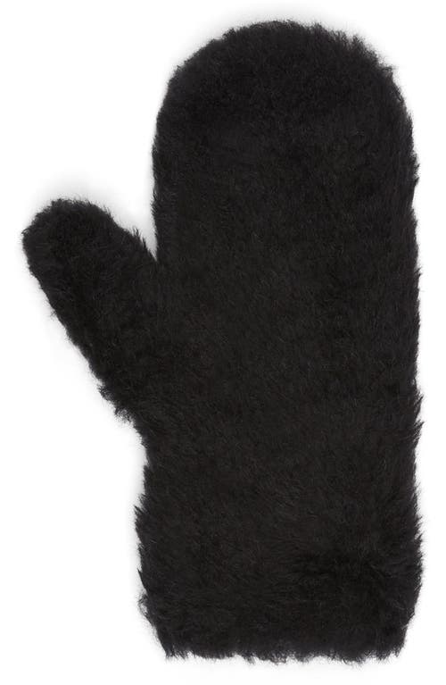 Max Mara Ombrato Wool-silk Mittens In Black