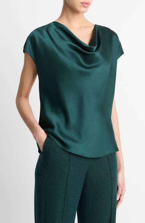 Shop Vince Cowl Neck Silk Blouse In Juniper