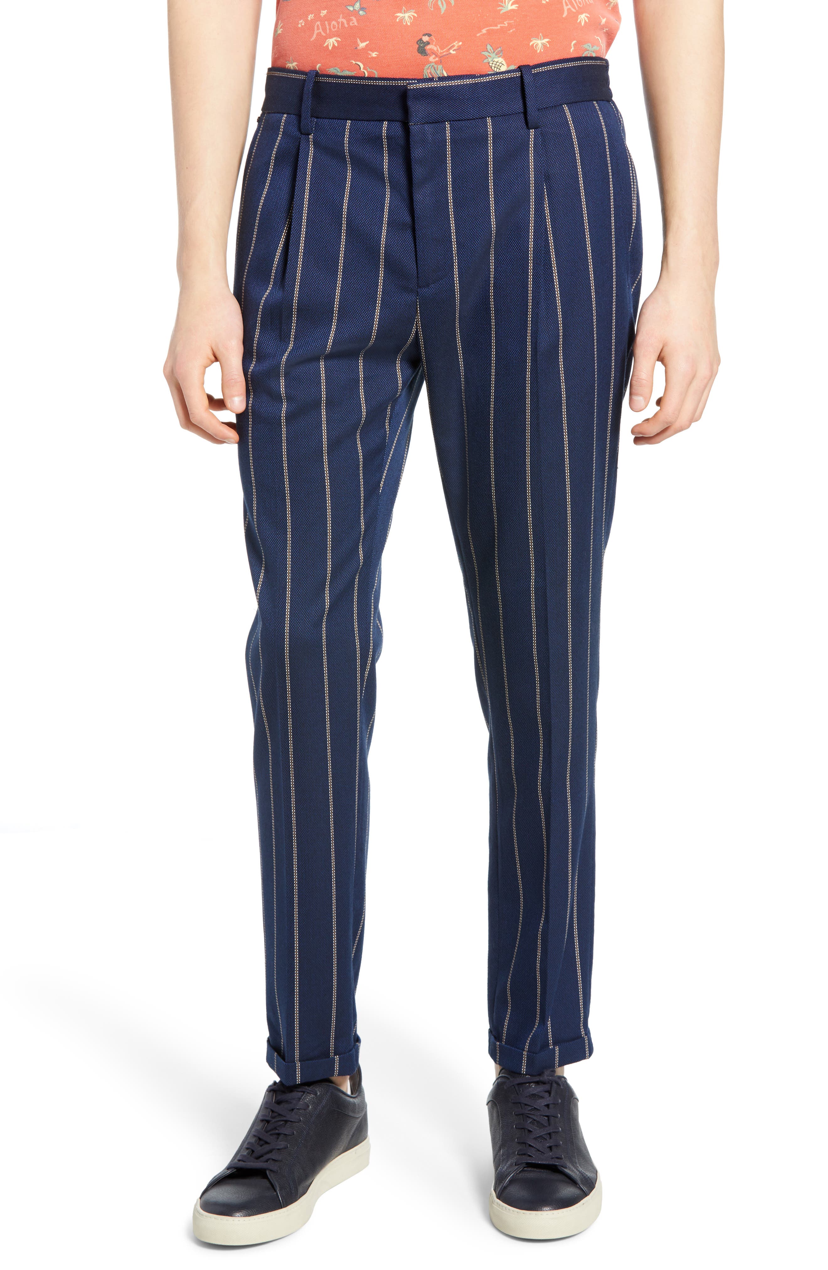 Scotch & Soda Blake Pleated Stripe Trousers Nordstrom