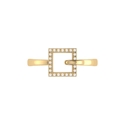 Shop Luvmyjewelry On The Block Square Sterling Silver Diamond Ring In 14kt Gold Vermeil On Sterling