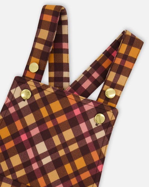 Deux Par Deux Little Girl's Milano Shortall Plaid Magenta And Brown In Pink & Brown Plaid