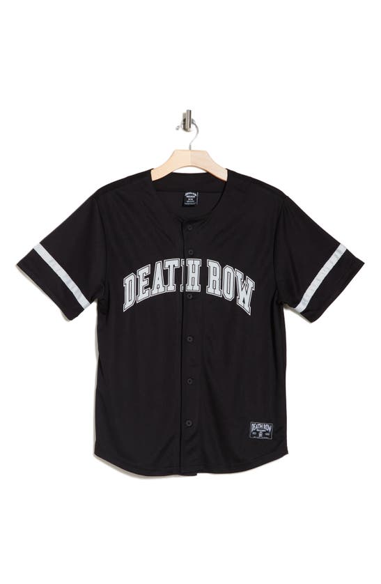 Shop Death Row Records Mesh Button-up Baseball Jersey In Black