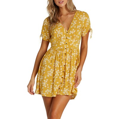 Billabong Twirl Twist Minidress, Yellow