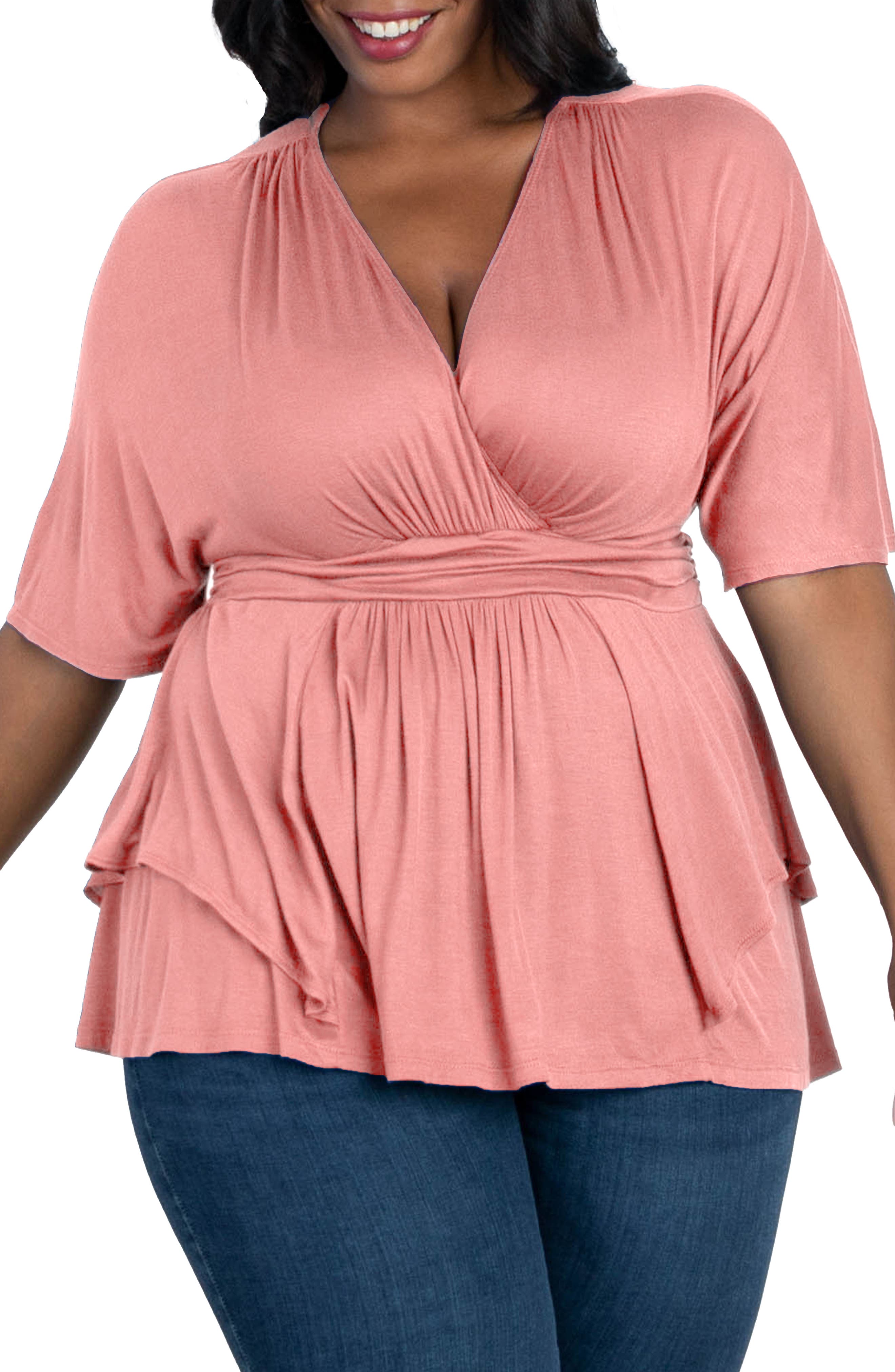 plus size pink dressy tops