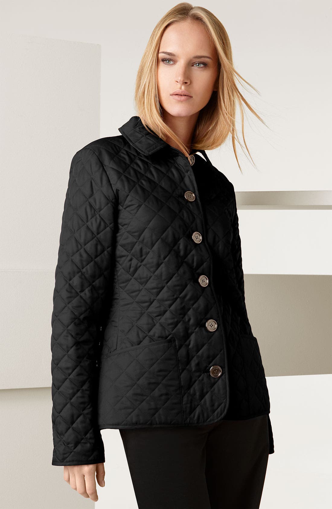 burberry black quilted jacket womens