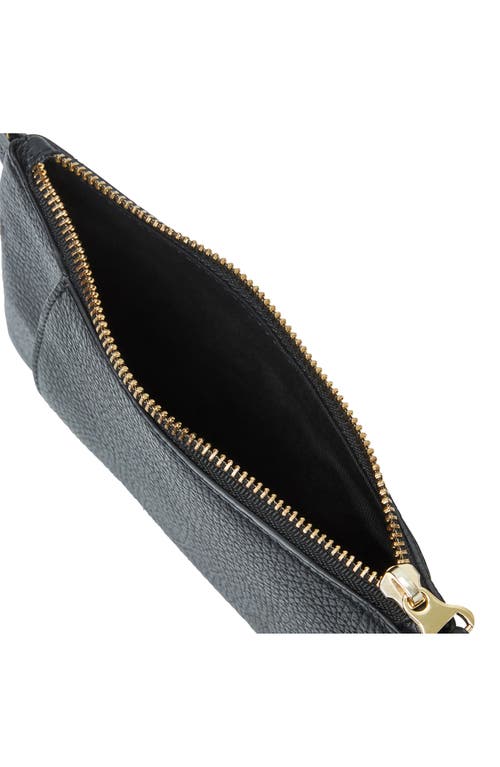 Bruno Magli Serena Leather Zip Pouch Lanyard In Black