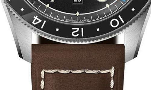 Longines Spirit Leather Strap Watch, 42mm In Black/brown