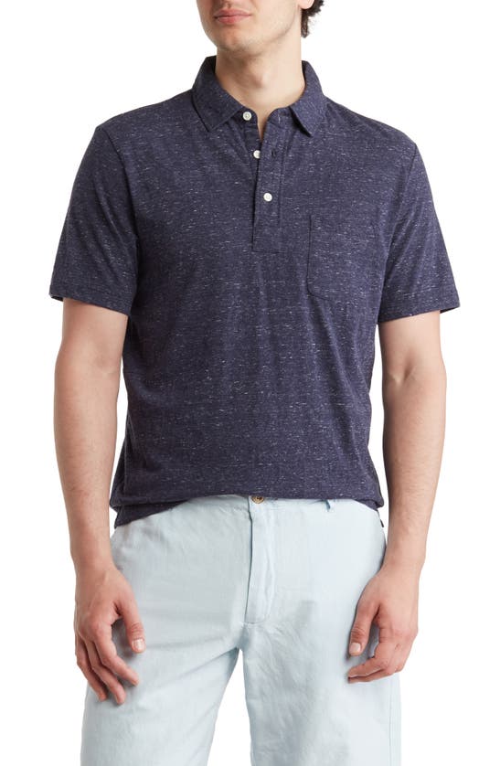 Faherty Heather Stretch Polo In Navy