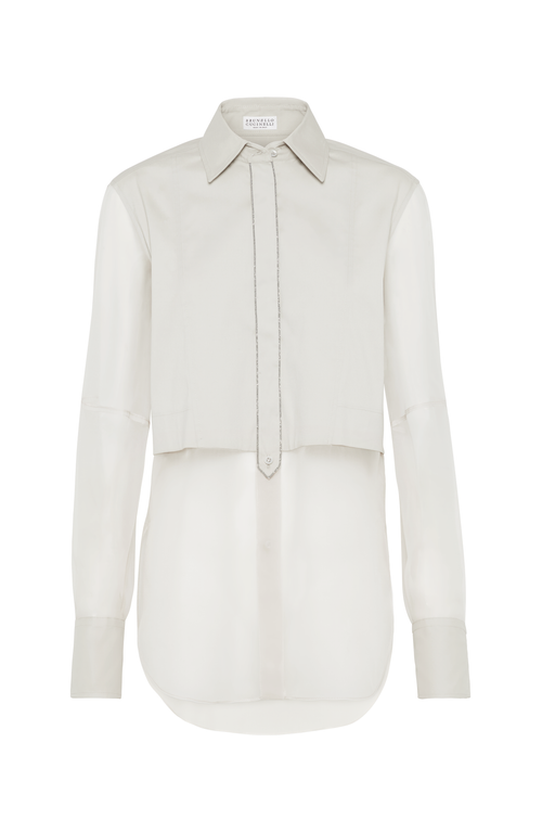 Shop Brunello Cucinelli Poplin Shirt In Oat