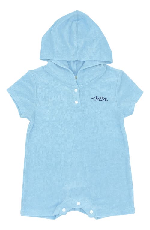 Feather 4 Arrow Finn Embroidered Cotton Terry Hooded Romper Crystal Blue at Nordstrom,