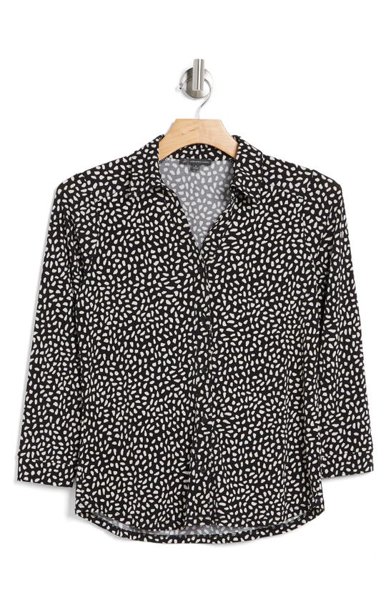 ADRIANNA PAPELL MOSS CREPE BUTTON FRONT SHIRT
