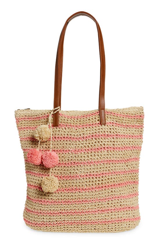Btb Los Angeles Lucy Tote In Natural/ Pink