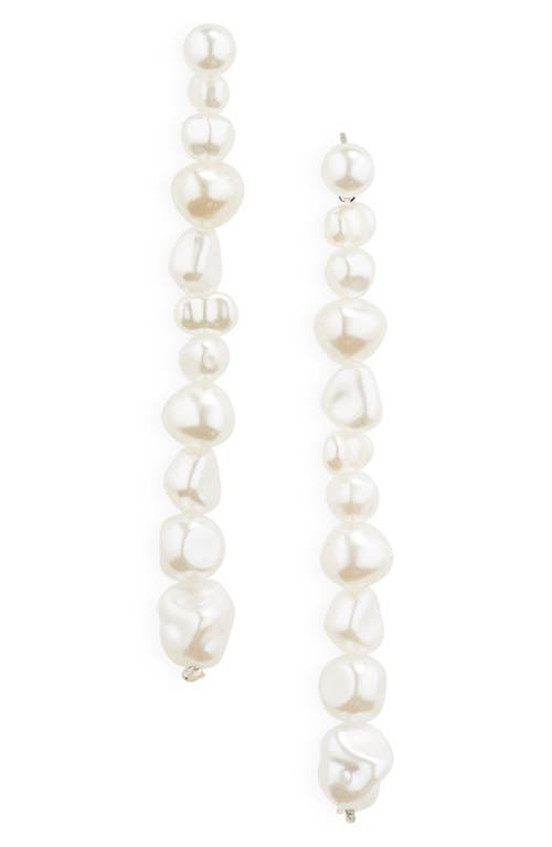Shop Tasha Freshwater Pearl Linear Earrings In Pearl/white Iridescent