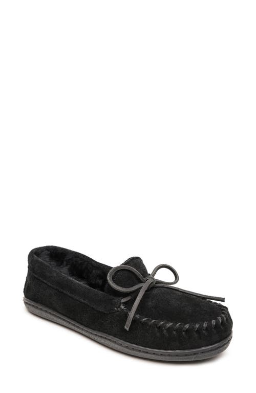 Genuine Shearling Lined Driving Shoe in Black
