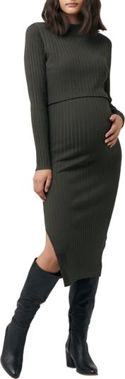 SALE! Nella Rib Knit Dress in Ivy by Ripe Maternity – Special Addition