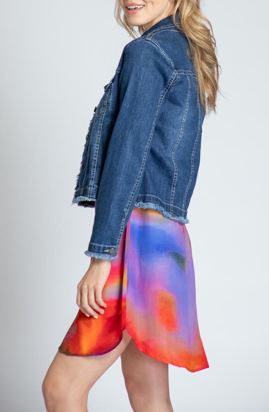 Apny Frayed Denim Jacket In Indigo