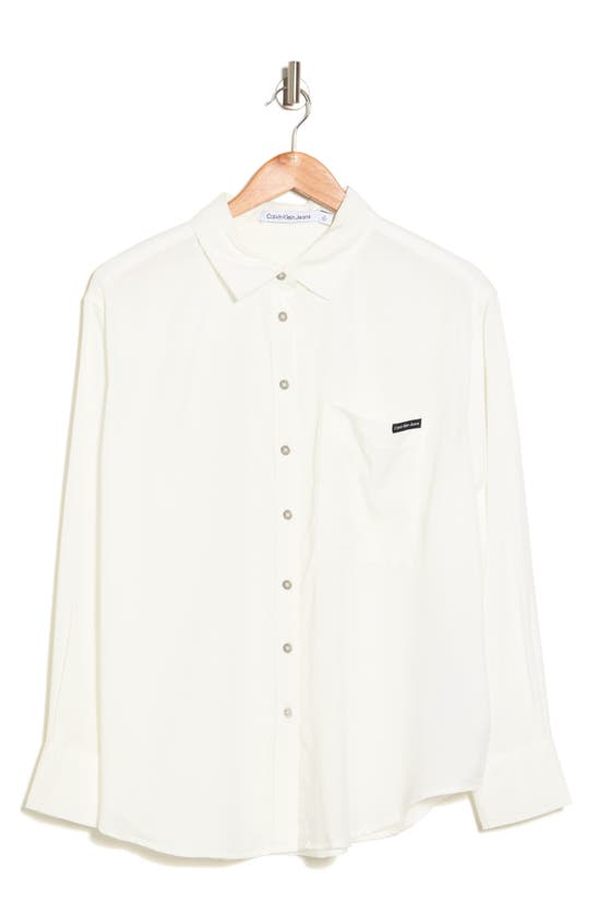 Calvin Klein Jeans Est.1978 Long Sleeve Boyfriend Fit Button-up Shirt In White