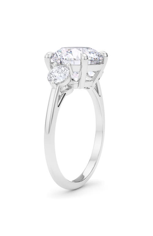 Shop Hautecarat Three Stone Round Cut Lab Created Diamond Ring In 4.00ctw 18k White Gold