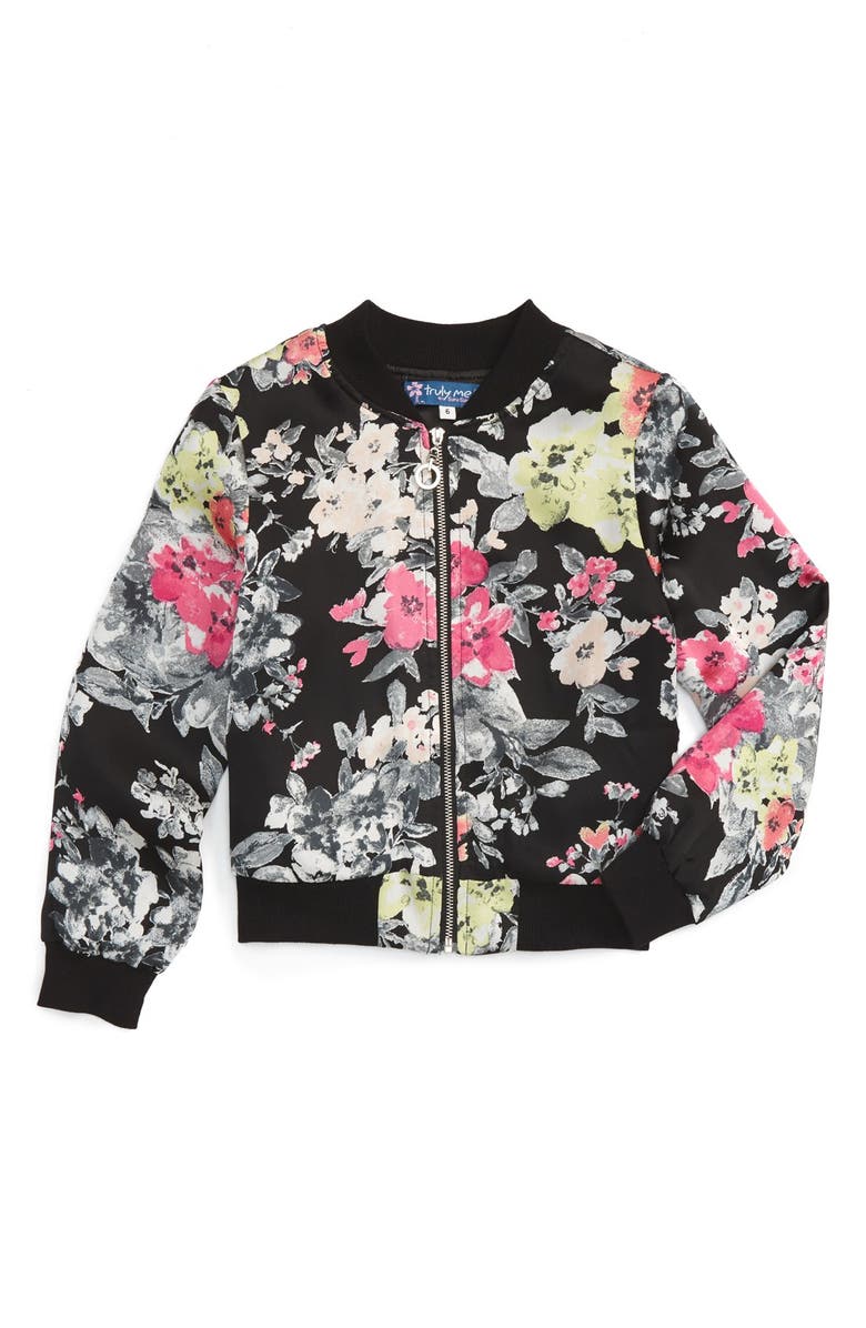 Truly Me Floral Print Bomber Jacket (Toddler Girls, Little Girls & Big Girls) | Nordstrom