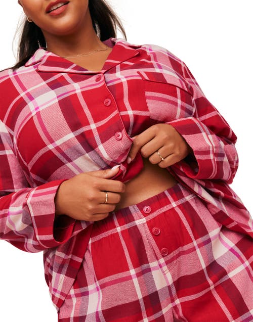 Adore Me Cecelia Pajama Set In Plaid Red
