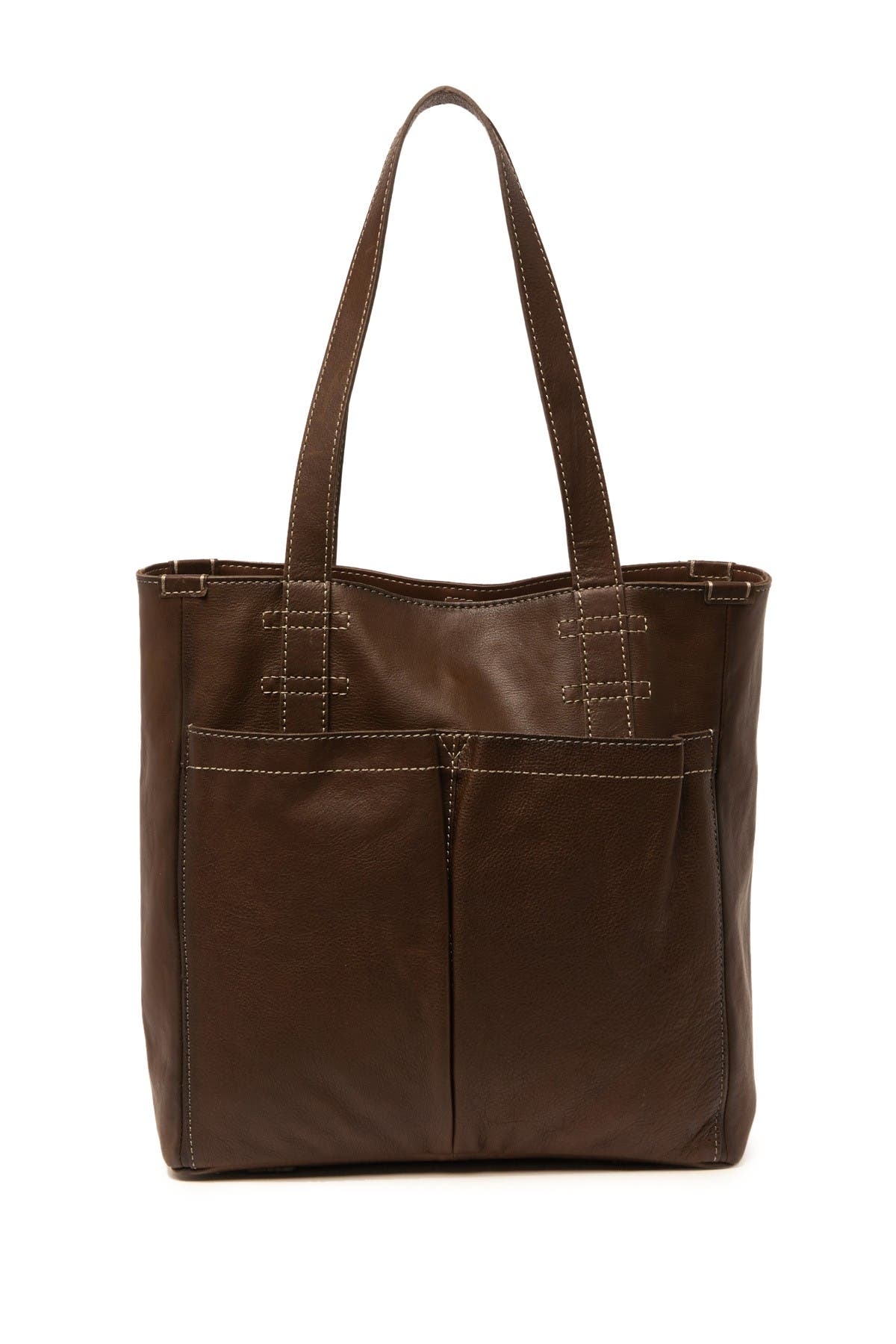 leather tote with pockets