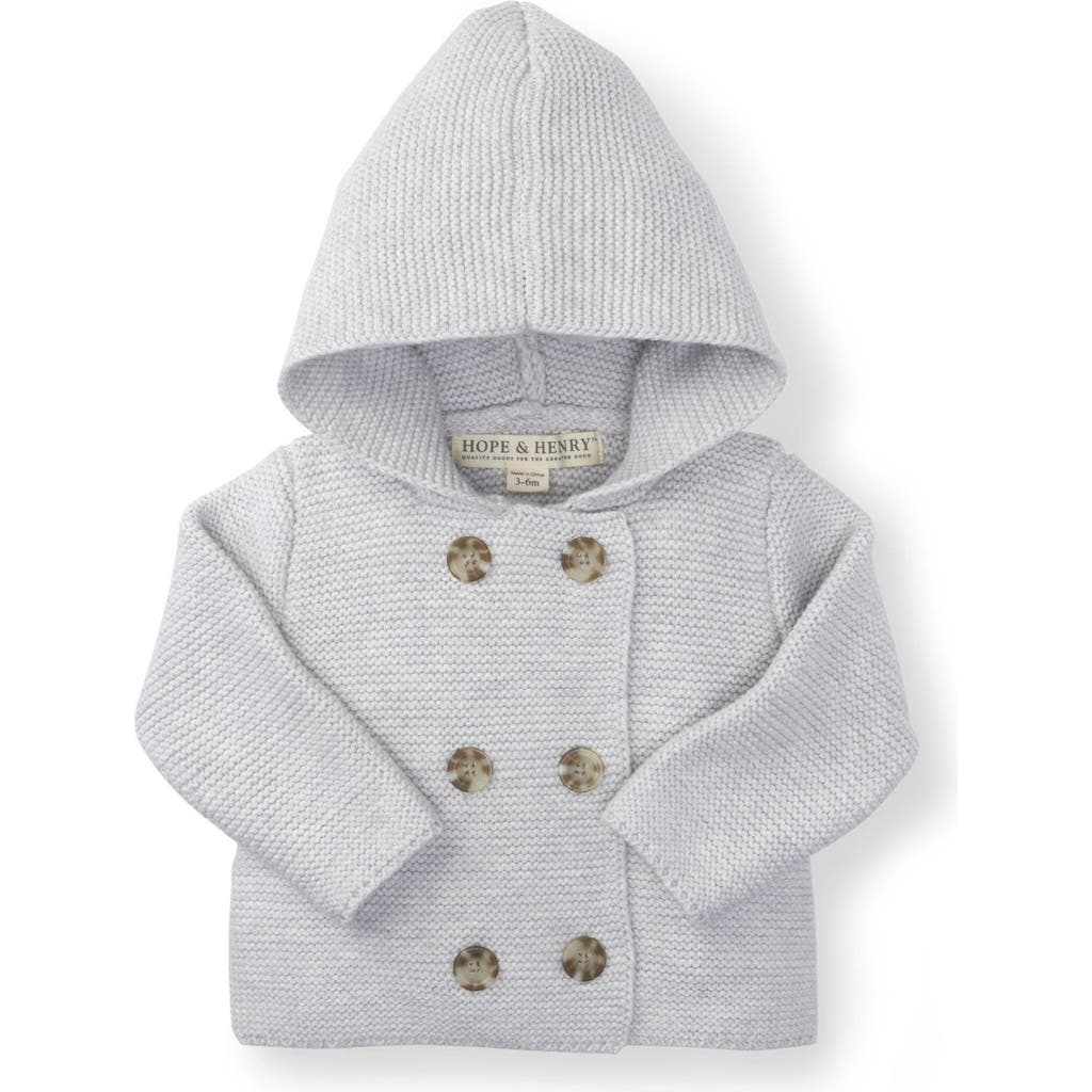 Hope & Henry Baby Faux Fur Hooded Sweater In Light Grey Heather