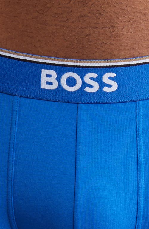 Shop Hugo Boss Boss Assorted 3-pack Power Stretch Cotton Trunks In Blue Multi