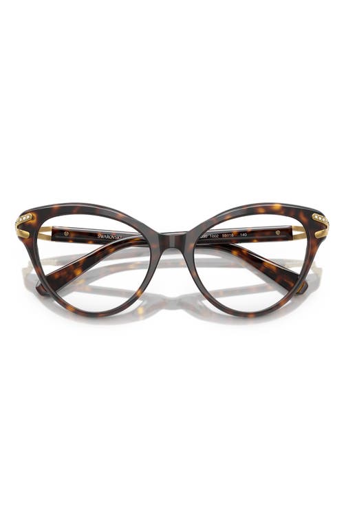 Swarovski 53mm Cat Eye Optical Glasses In Havana