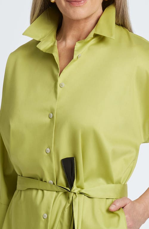 Shop Foxcroft Avery Stretch Button-up Shirt In Chartreuse